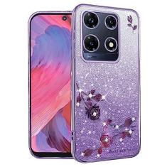 Imagem de Kainevy Capa para Infinix Note 30 Pro com glitter para mulheres meninas rosa floral transparente protetor à prova de choque Infinix Note 30 Pro capa de telefone luxuosa diamante brilhante linda capa