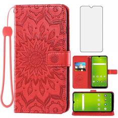 Imagem de Asuwish Capa de telefone para Cricket Icon 3/At&t Motivate 2/Cricket Splendor Capa carteira com protetor de tela de vidro temperado capa flip fina suporte para cartão acessórios de celular mulheres