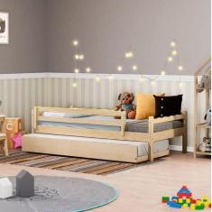 Imagem de Bicama Solteiro Juvenil Reversível com Grade de Proteção Casatema Natural