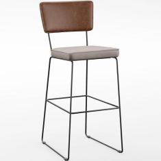 Imagem de Banqueta Alta Bar Cozinha Sala De Jantar Fixa Allana L02 Sintético Mar