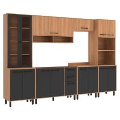 Imagem de Cozinha Completa Modulada 6 Peças Com Gabinete Para Pia Havana Multimóveis Cr20319 Rovere/grafite