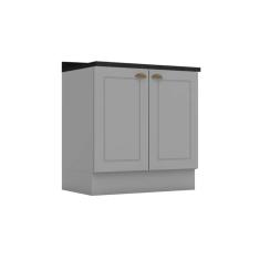 Imagem de Balcão de Cozinha Modulado c/ Tampo Americana c/ 2 Portas 80cm Cinza - Henn