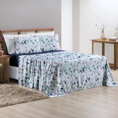 Imagem de Jogo de lençol Casal estampado fio penteado 100% algodão  - SAFIRA ENX