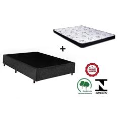 Imagem de Cama Box Casal Preto Suede + Colchão Espuma D28 138x188x8