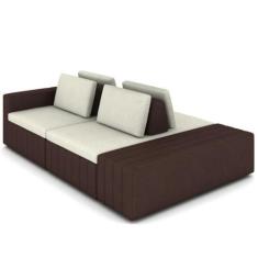 Imagem de Sofá Ilha Modular com Puff Encosto Removivel 2,45m Linho e Sintético B