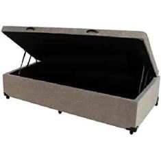 Imagem de Cama Box Baú Solteirão Suede Bege com Pistões a gás 0.96x2.03 - Real C