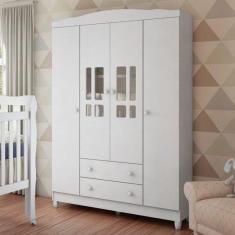 Imagem de Guarda-Roupa de Bebê 4 Portas 2 Gavetas Ariel Branco