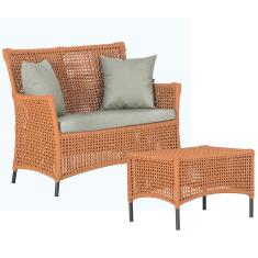 Imagem de 1 Sofá Área e Mesa Igapó Alumínio Pintura Preta Corda Náutica Estofado Impermeável Almofada 3 Trama