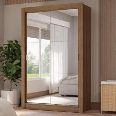 Imagem de Guarda-Roupa Solteiro 2 Portas De Correr Com Espelhos 4 Gavetas Rustic