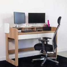 Imagem de Escrivaninha Home Office 128cm com 3 Nichos e 2 Gavetas - Artesano E, 