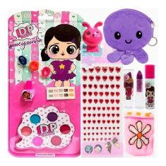 Imagem de Kit Maquiagem Infantil Batom Brilho Gloss Sombra Chaveiro