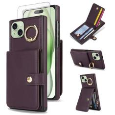 Imagem de Capa de celular para iPhone 14 Plus/iPhone 15 Plus 17.0 cm capa carteira celular com protetor de tela anel suporte bloqueio RFID i-Phone 14+ iPhone14Plus 5G i i14 + 14Plus 15+ iPhone15Plus 5G i i15 +