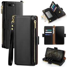 Imagem de Antsturdy Capa carteira para iPhone 7 Plus com porta-cartões para mulheres e homens, 【Bloqueio RFID】 Capa para celular iPhone 8 Plus de couro PU, capa à prova de choque com alça com zíper e