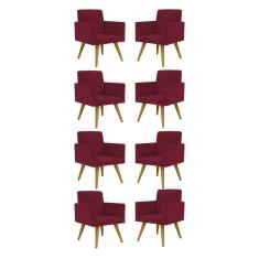 Imagem de Kit 08 Cadeiras Poltronas Decorativa - Escritório - Recepção Cor:marsala