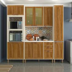 Imagem de Cozinha Modulada Compacta 4 Peças com Tampo e Vidro Reflecta Sofia Luciane Móveis