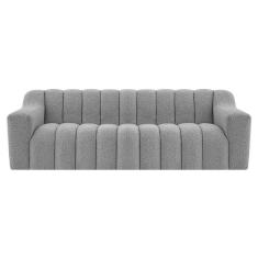 Imagem de Sofá 2 Lugares Luxo Recepção Escritorio Sala Elegance 180cm Bouclé Cor Cinza