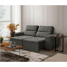 Imagem de Sofá 3 Lugares 195cm Com Molas, Retrátil E Reclinável Cinza