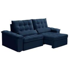 Imagem de Sofá 3 Lugares Retrátil e Reclinável Firenze Veludo Azul - Ferguile