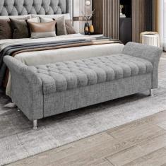 Imagem de Recamier Baú Casal Roma em Linho - Sonhar Estofados, LN-21 Cinza