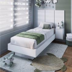 Imagem de Cama Solteiro Suspensa com Cabeceira e Mesa de Apoio 80/90 Zurique Branco