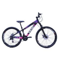 Imagem de Bicicleta Vikingx Aro 26 Câmbios Importado 21v Aero Preto Rosa