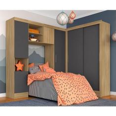 Imagem de Guarda Roupa Modulado Solteiro Viola Bor/grafite - Móveis Arapongas