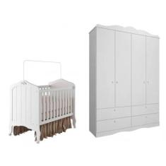 Imagem de Kit Quarto De Bebê Berço E Guarda-Roupa 100% Mdf Harmonia Encanto Perm