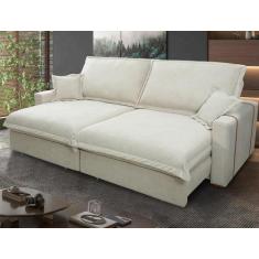 Imagem de Sofá Retrátil Reclinável Nairobi 2,88m Bege Bouclê - King House