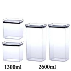 Imagem de 4 Potes Herméticos Retangular 1300ml e 2600ml para armazenamento de alimentos