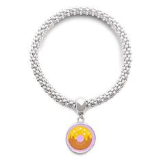 Imagem de DIYthinker Pulseira de prata com pingente de rosquinha, sobremesa, doce, prata