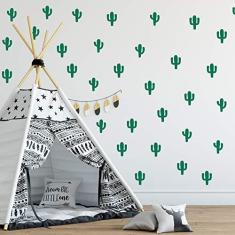 Imagem de Adesivo De Parede Infantil Cactos Verde Escuro 60un