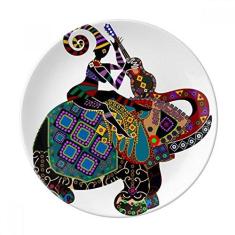 Imagem de Elefante Trekking China Minoria Prato de Sobremesa Decorativo Porcelana 20 cm Jantar Casa