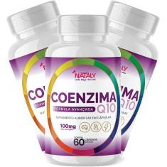 Imagem de 3X COENZIMA Q10 PREMIUM 100% PURA COM 100MG POR PORçãO 60 CáPSULAS NATALY 