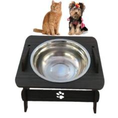 Imagem de Comedouro Pet Elevado Único Ergonômico Tigela Inox Cão E Gato - Magicb