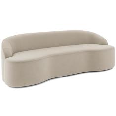 Imagem de Sofá 3 Lugares Curvo Sala de Estar Living Lótus D02 Veludo Bege 180 cm C-309 - Lyam Decor