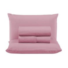 Imagem de Jogo De Cama Box Casal 04 Peças 100% Algodão Lençol Liso Percal 300 Fi