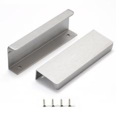 Imagem de sunlithor Puxador de dedo para armários puxadores de gaveta de cozinha cômoda de porta de perfil baixo armário longo banheiro puxadores de armário alumínio pacote com 6 níquel escovado 15 cm fácil