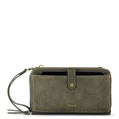 Imagem de The Sak Bolsa tiracolo para smartphone Iris – Bolsa feminina para celular e carteira para uso diário – Bolsa de pulso conversível com zíper, Camurça musgo, One Size