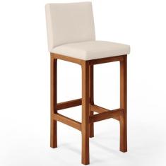 Imagem de Banqueta Alta Para Cozinha Sala de Jantar Fixa Alya L02 Suede Bege - Lyam Decor
