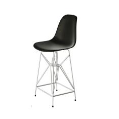 Imagem de Banqueta Bistrô Alta Eames Eiffel Preta Base Ferro Branco