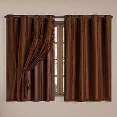 Imagem de Cortina Blackout Tecido Voil PVC Quarto Sala 2x1,4 Tabaco