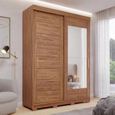 Imagem de Guarda-roupa Solteiro 3 Portas de Correr 3 Gavetas com Espelhos 100% Mdf Dubai Espresso Móveis Cinamomo