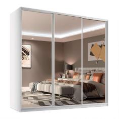 Imagem de Guarda-Roupa Casal Com 3 Espelhos Belluno 3 Pt 3 Gv Branco