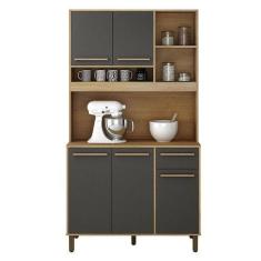 Imagem de Armário De Cozinha Ametista Cinamomo Grafite - Valdemóveis - Valdemove