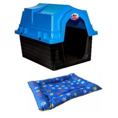 Imagem de Casa Para Cães Jel Plast Plástica N4 Azul + Colchonete