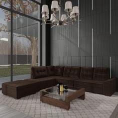 Imagem de Sofá de Canto 9 Lugares com Puff Leblon Marrom