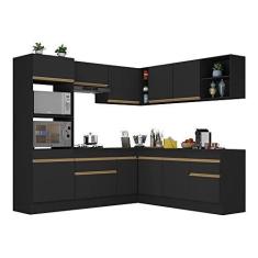 Imagem de Cozinha Completa de Canto com Rodapé Veneza Multimóveis Mp2080 com Armário e Balcão Preta