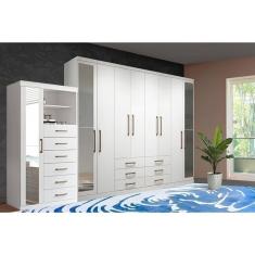 Imagem de Guarda Roupa 2 Peças 1 Guarda Roupa + 1 Cômoda QC128 Branco Santos Andirá