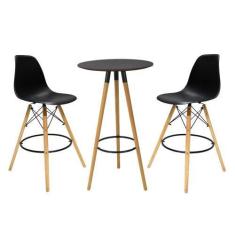 Imagem de Conjunto Mesa Alta Redonda Bistro + 2 Banquetas Altas Charles Eames Ei