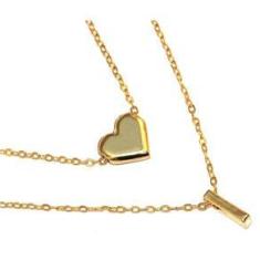 Imagem de Colar Cordão Duplo Minha Inicial I Coração Folheado Ouro 18k
